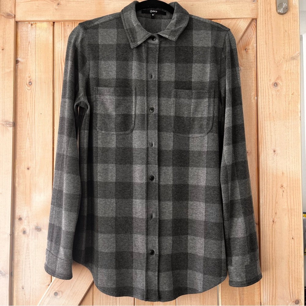 Quince - Classic Black and Gray Checkered Flannel Women’s Shirt
